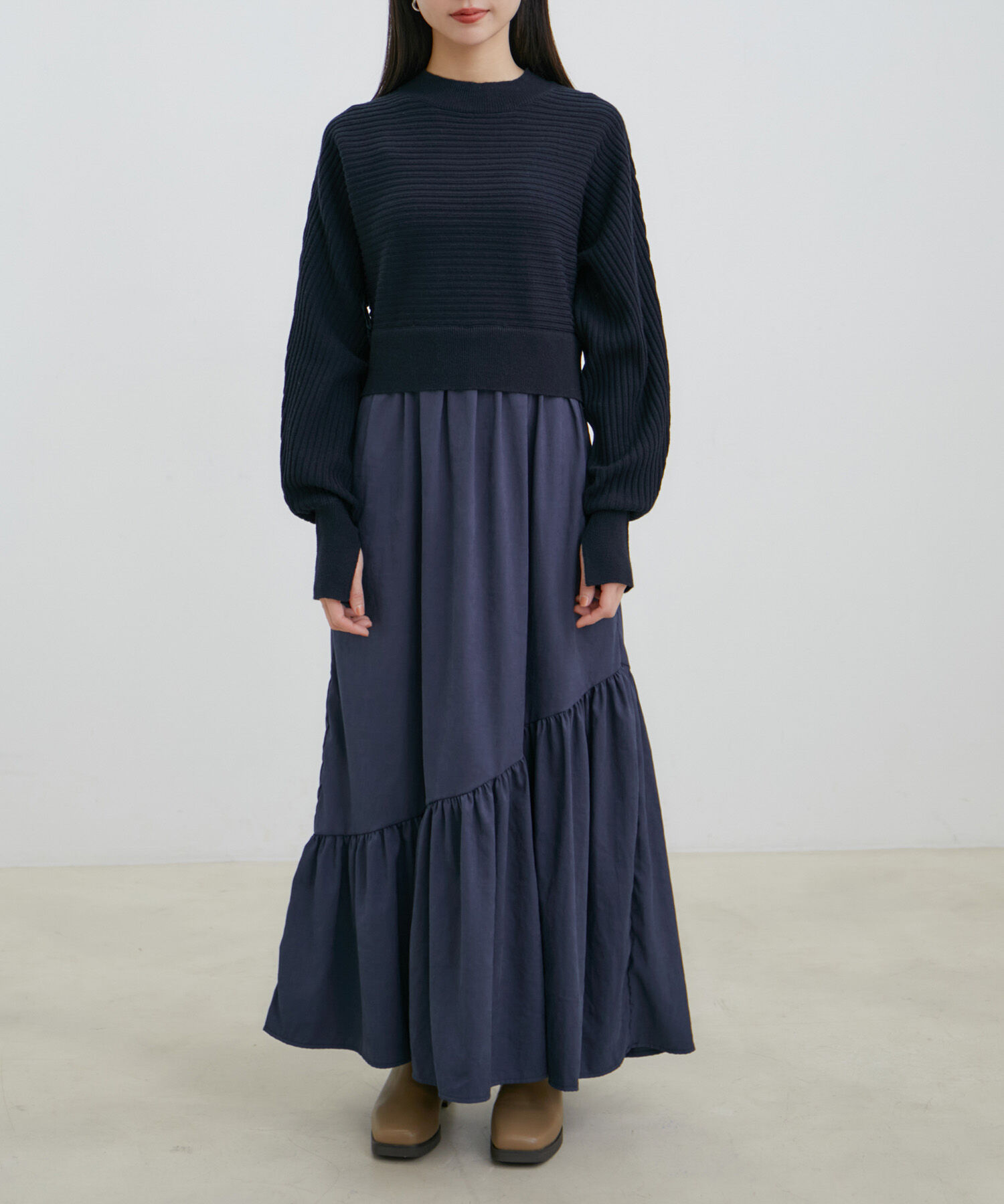 VIS「ドルマンニットドッキングワンピース」|ワンピース|