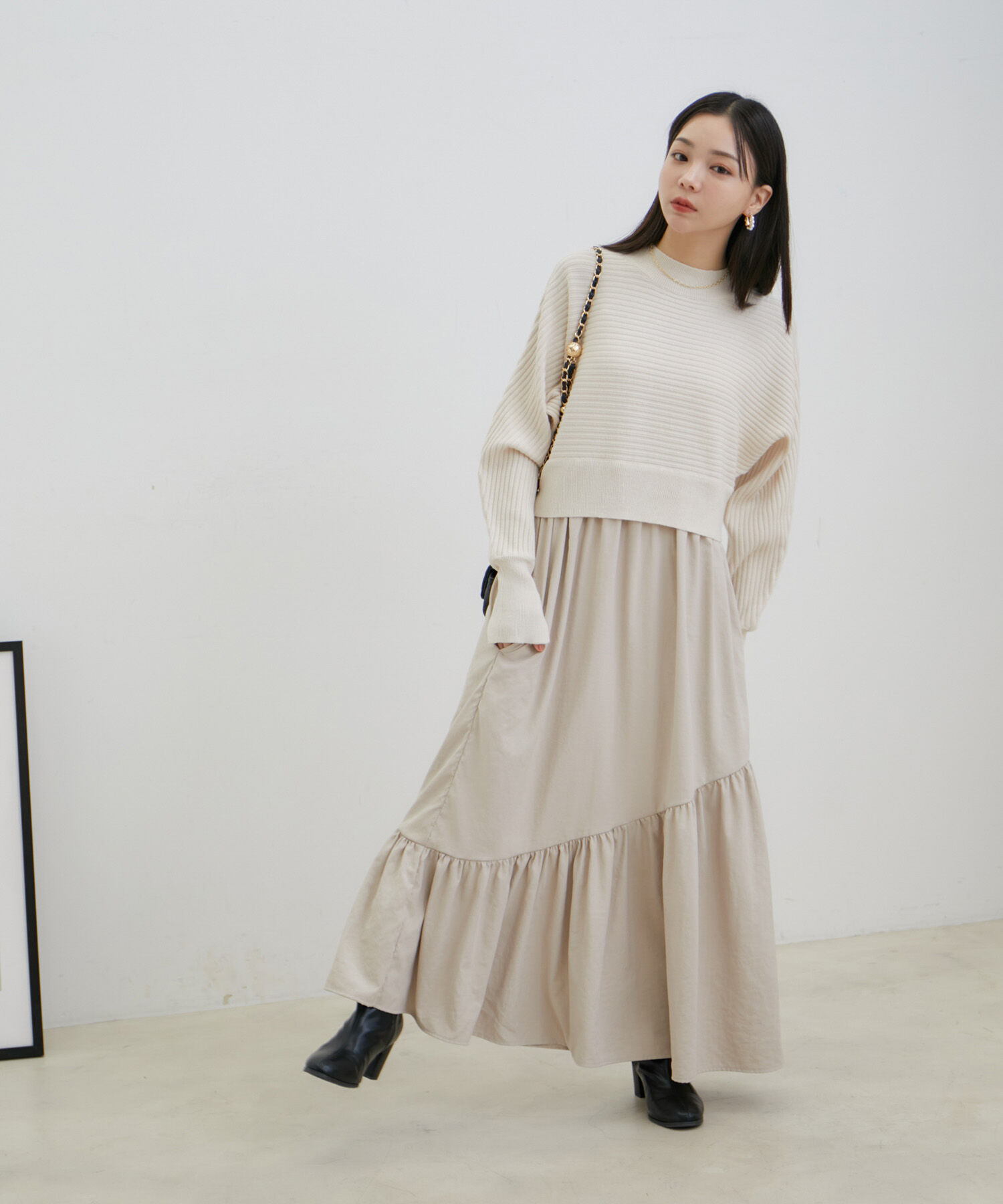 VIS「ドルマンニットドッキングワンピース」|ワンピース|