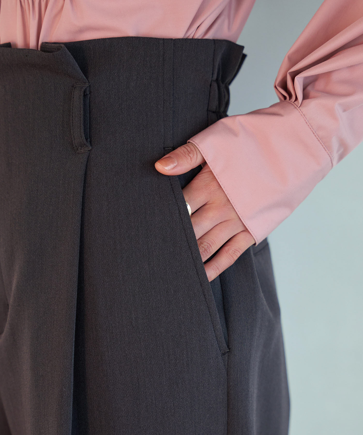 VIS「【洗える・防シワ】美easy裏起毛ワイドパンツ」|スラックス|