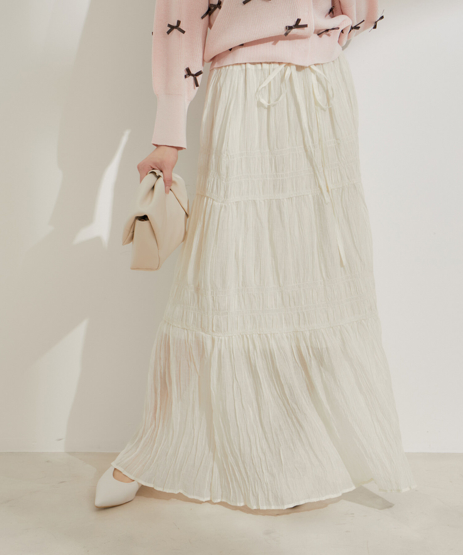 VIS「柄＆無地アソートシャーリングティアードスカート」|スカート|