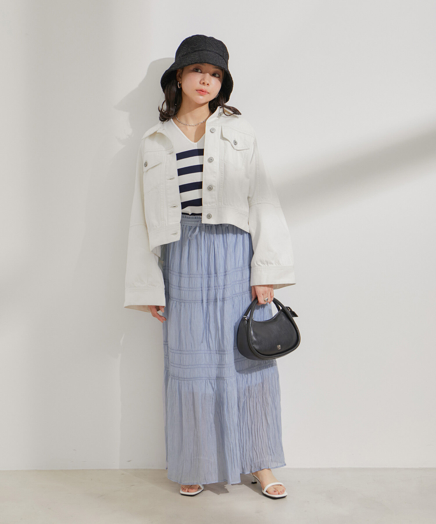 VIS「柄＆無地アソートシャーリングティアードスカート」|スカート|