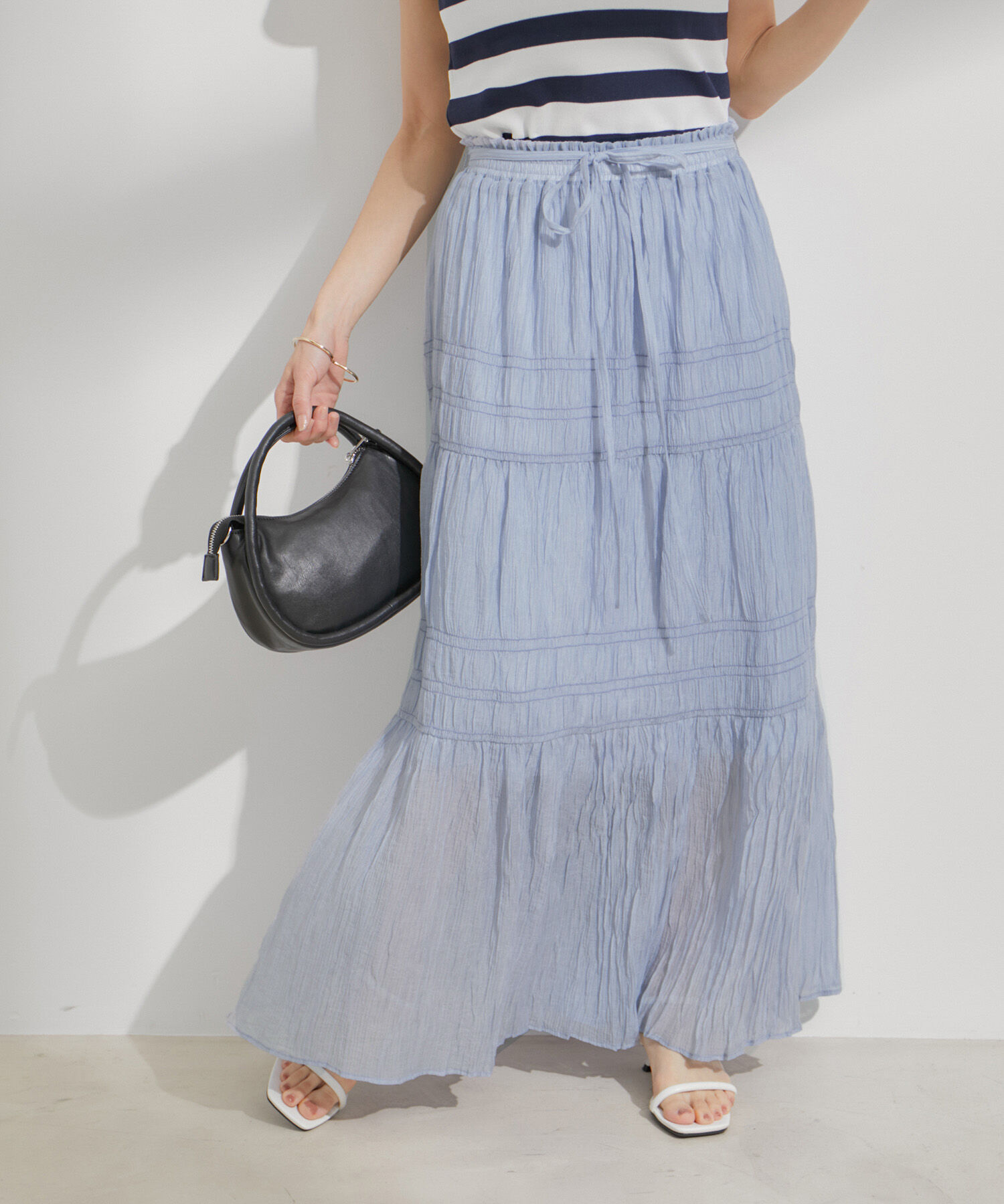 VIS「柄＆無地アソートシャーリングティアードスカート」|スカート|