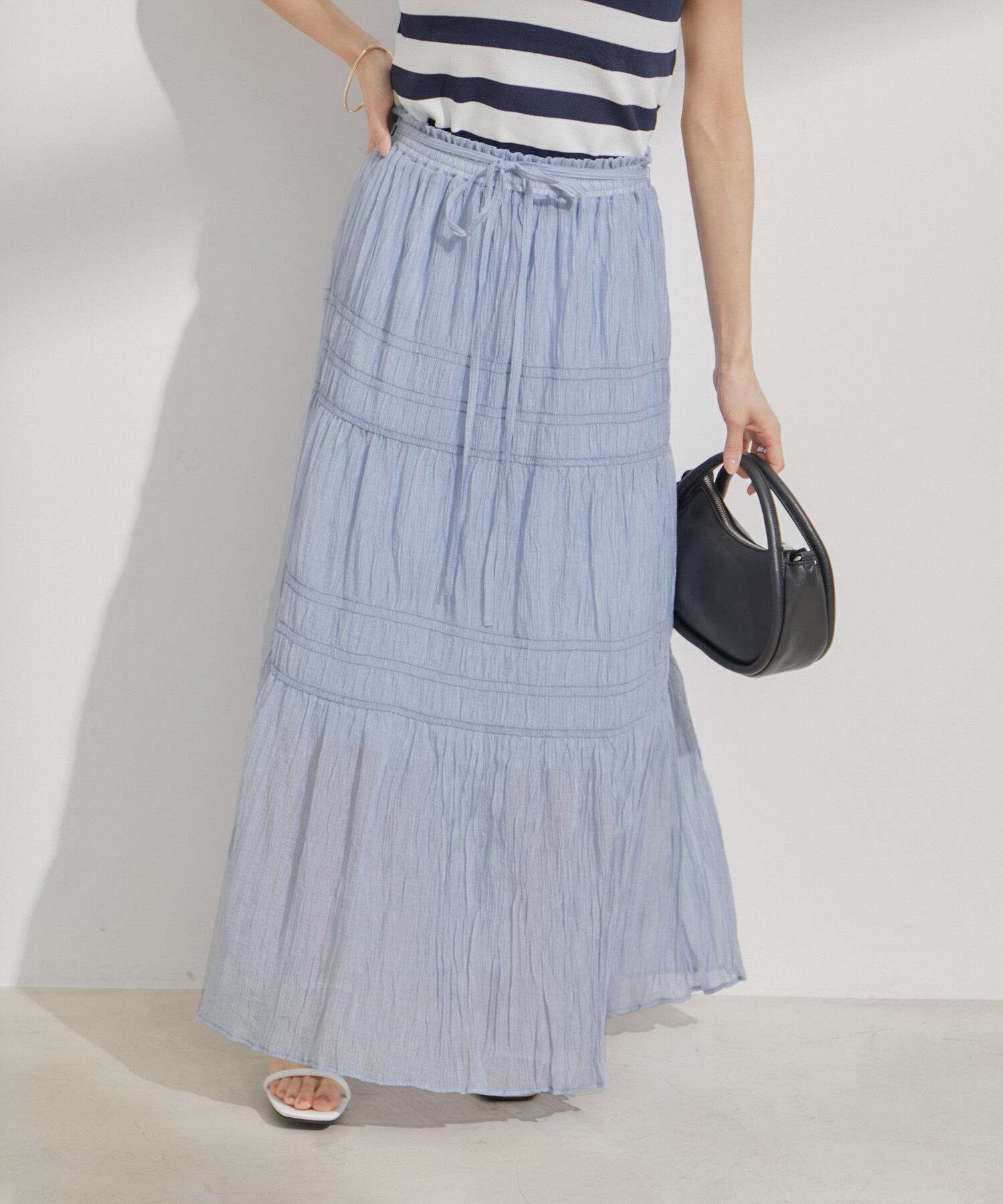 VIS「柄＆無地アソートシャーリングティアードスカート」|スカート|