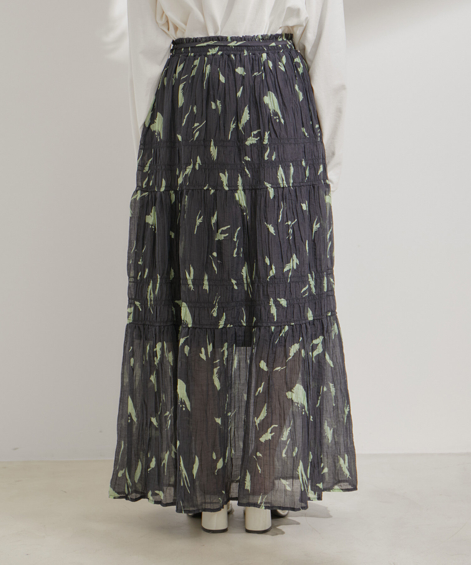 VIS「柄＆無地アソートシャーリングティアードスカート」|スカート|