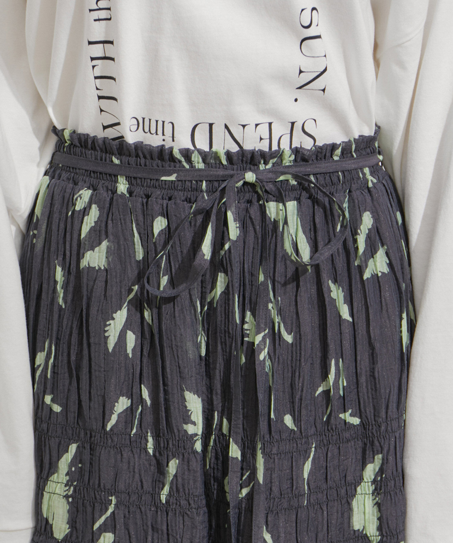 VIS「柄＆無地アソートシャーリングティアードスカート」|スカート|