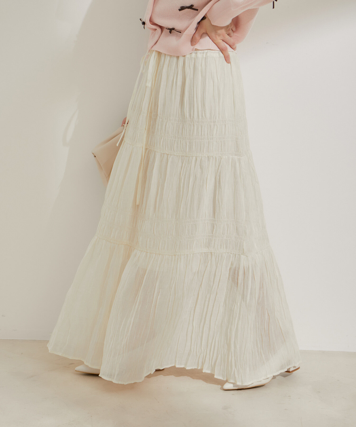 VIS「柄＆無地アソートシャーリングティアードスカート」|スカート|