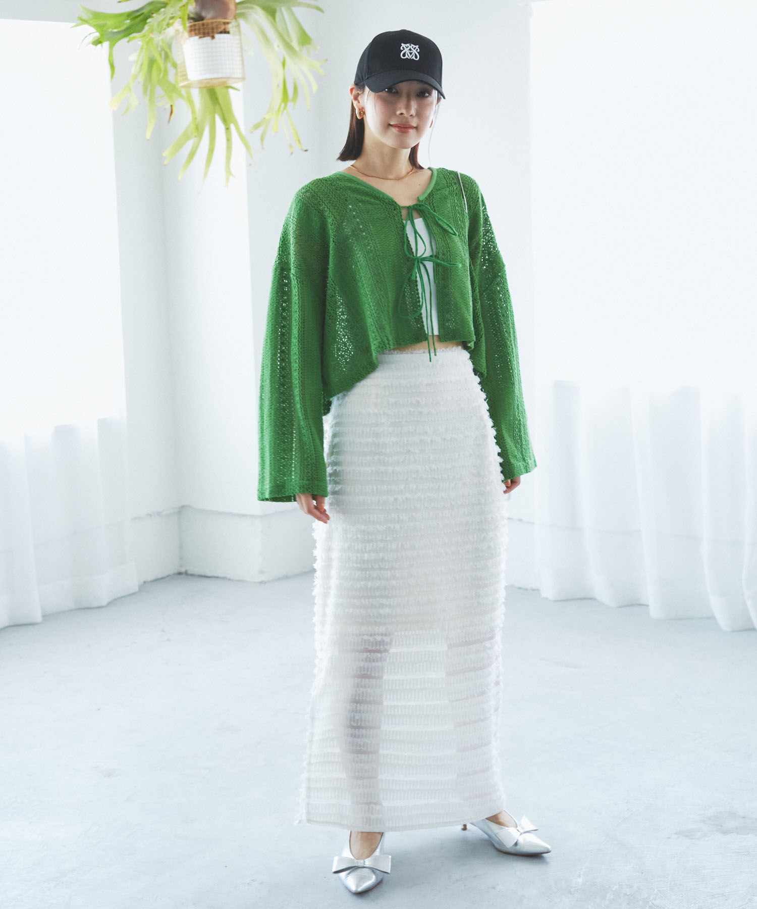 VIS「【洗える】フリンジジャガードスリット入りロングスカート」|スカート|