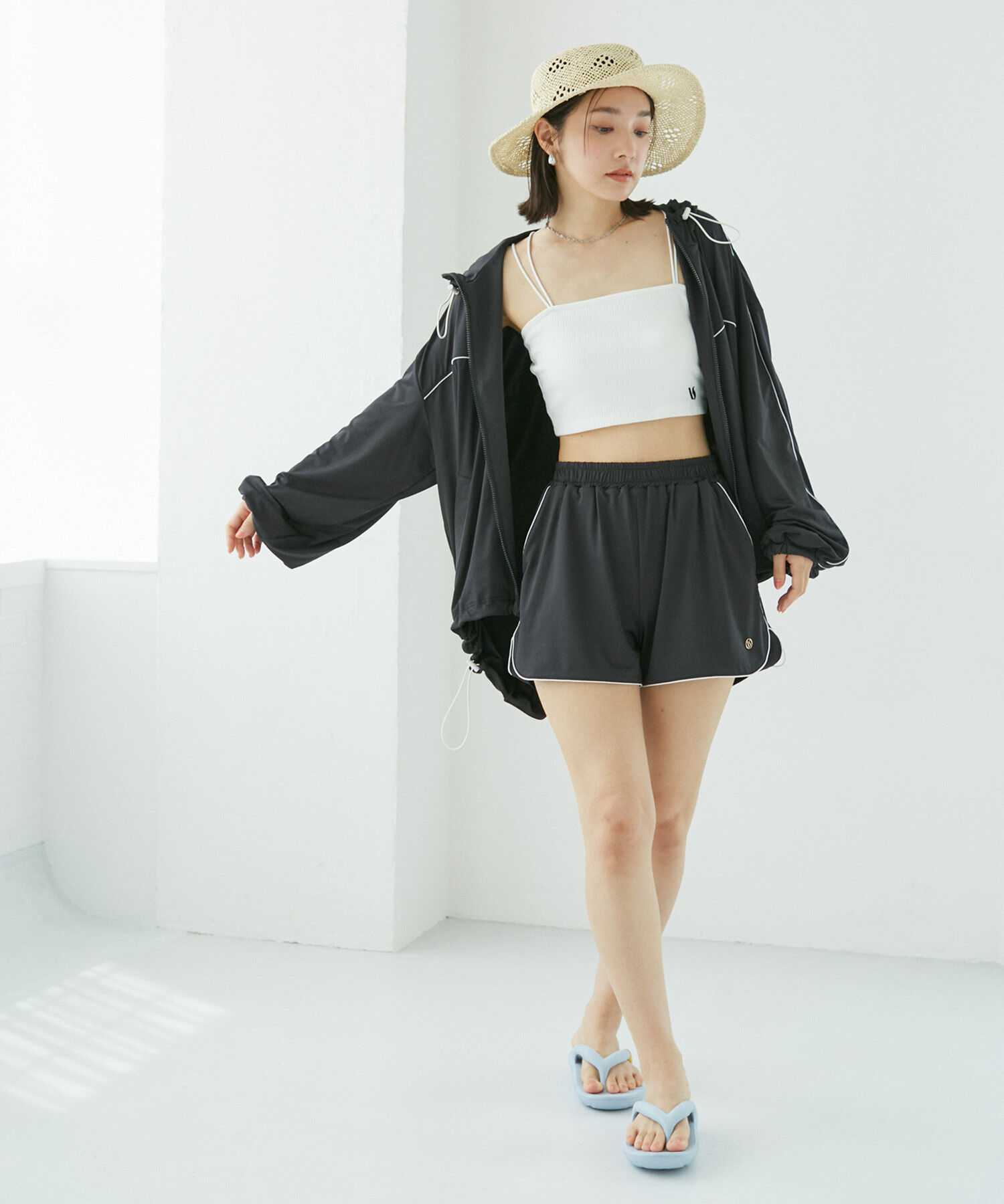 VIS「【WEB限定】ラッシュガード配色ショートパンツ【UVケア/接触冷感/洗える】」|その他|