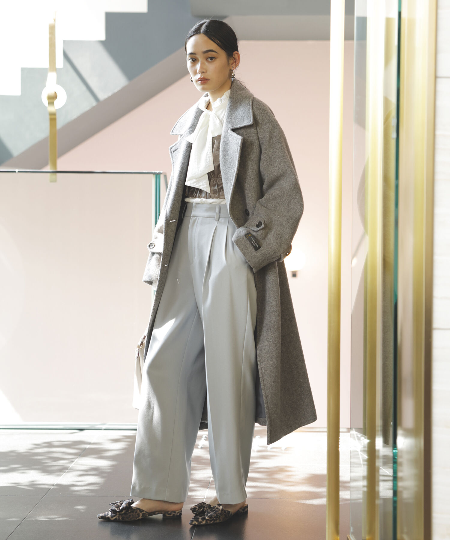 VIS「【JAPAN FABRIC】尾州毛混シャギーロングコート【選べる着丈】【静電気防止】」|ステンカラーコート|