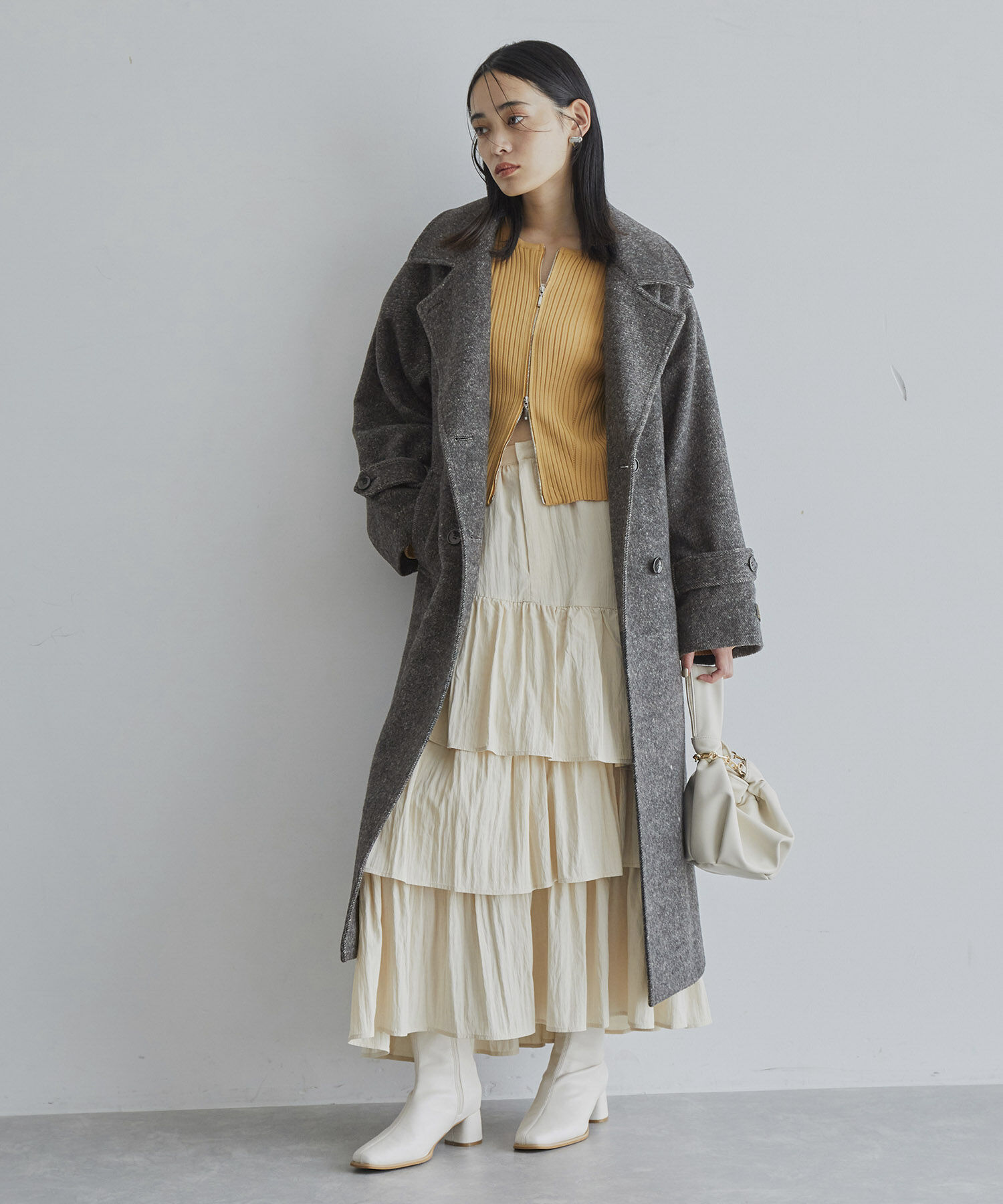 VIS「【JAPAN FABRIC】尾州毛混シャギーロングコート【選べる着丈】【静電気防止】」|ステンカラーコート|