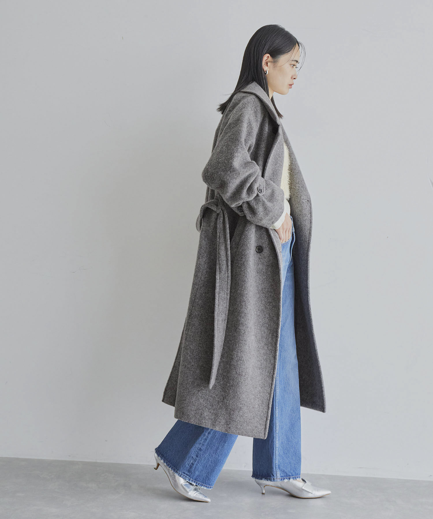 VIS「【JAPAN FABRIC】尾州毛混シャギーロングコート【選べる着丈】【静電気防止】」|ステンカラーコート|