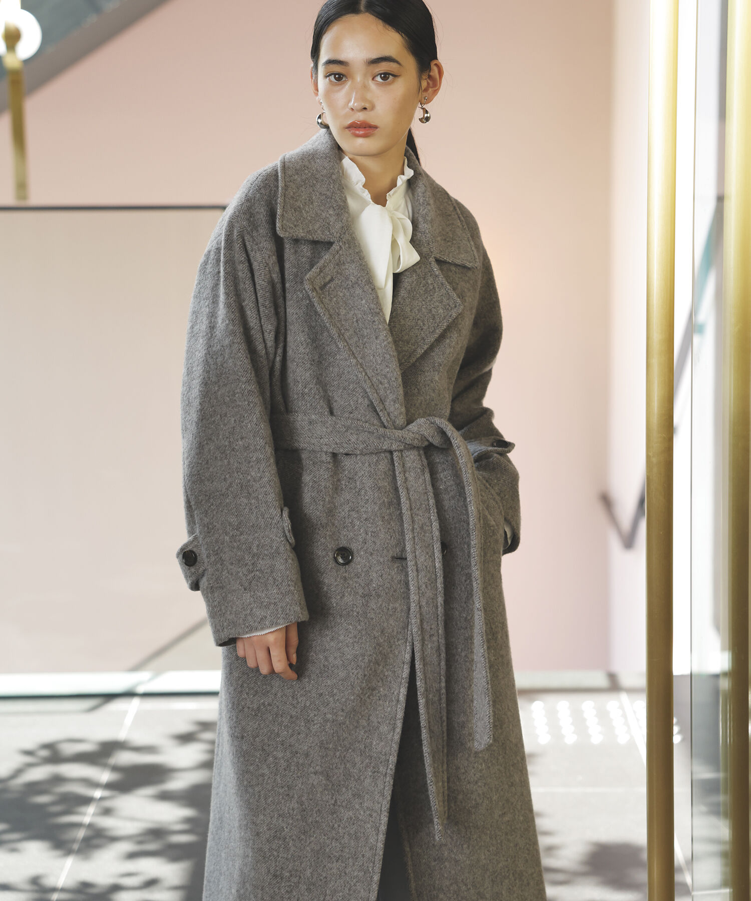 VIS「【JAPAN FABRIC】尾州毛混シャギーロングコート【選べる着丈】【静電気防止】」|ステンカラーコート|