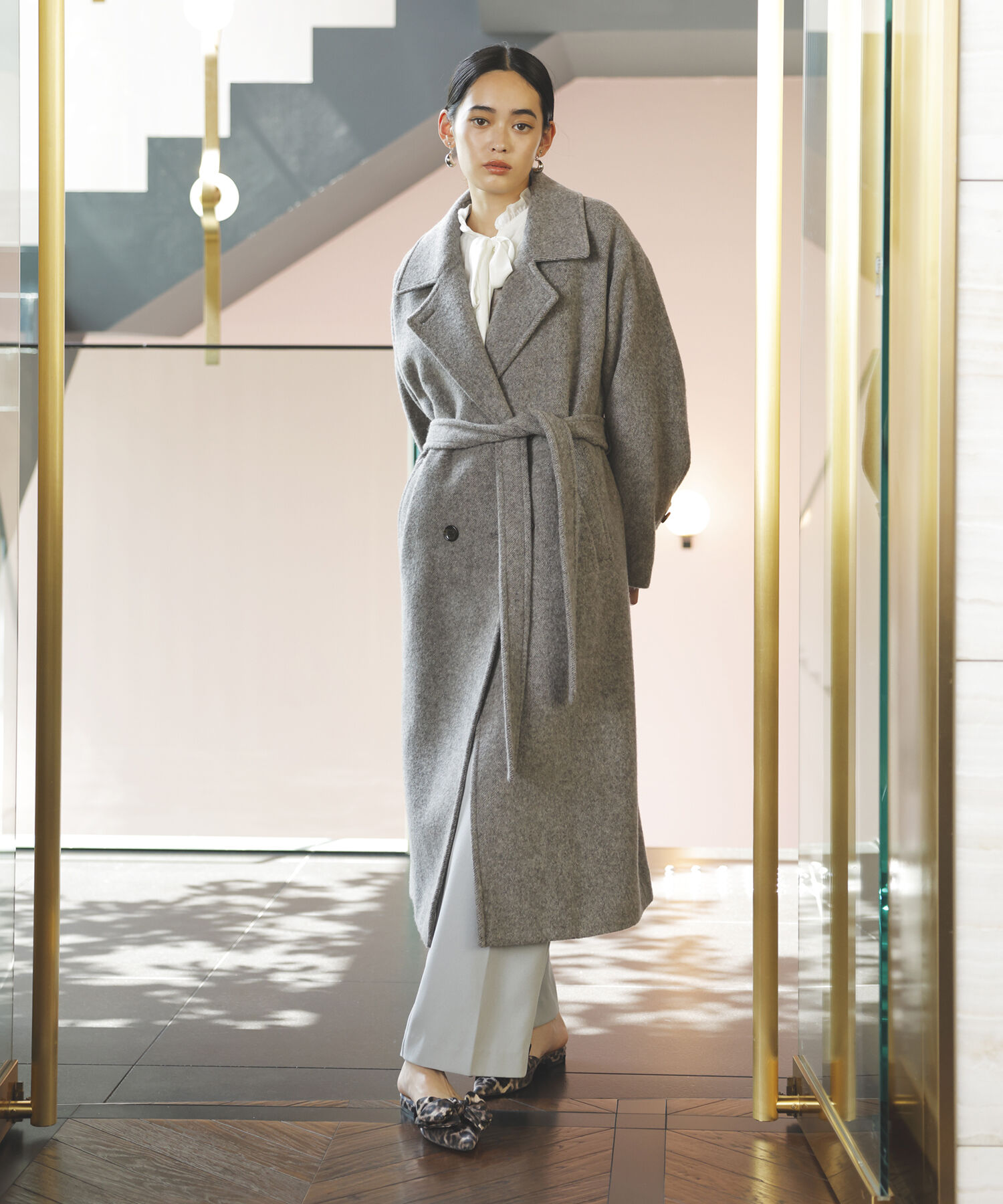 VIS「【JAPAN FABRIC】尾州毛混シャギーロングコート【選べる着丈】【静電気防止】」|ステンカラーコート|