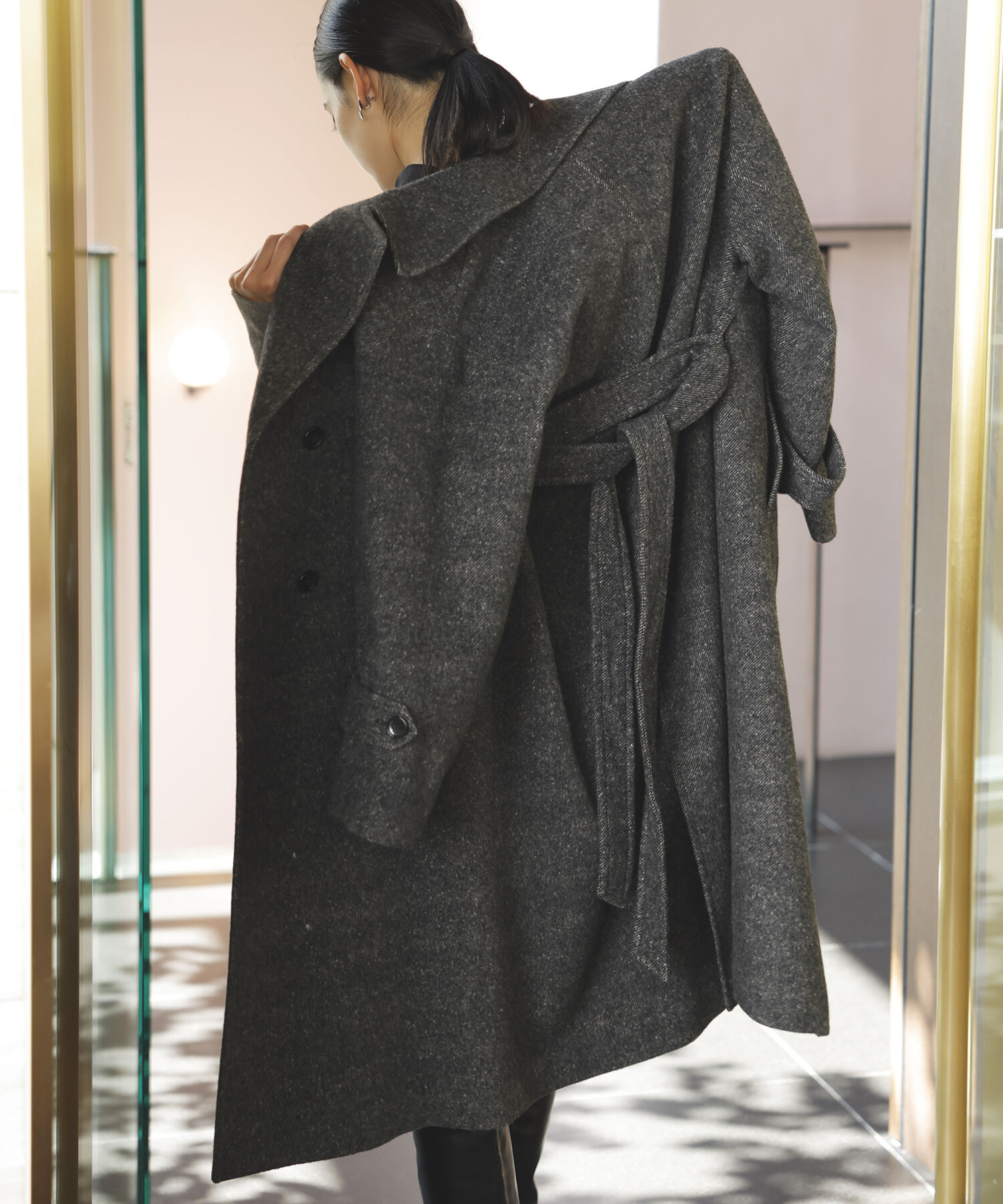 VIS「【JAPAN FABRIC】尾州毛混シャギーロングコート【選べる着丈】【静電気防止】」|ステンカラーコート|