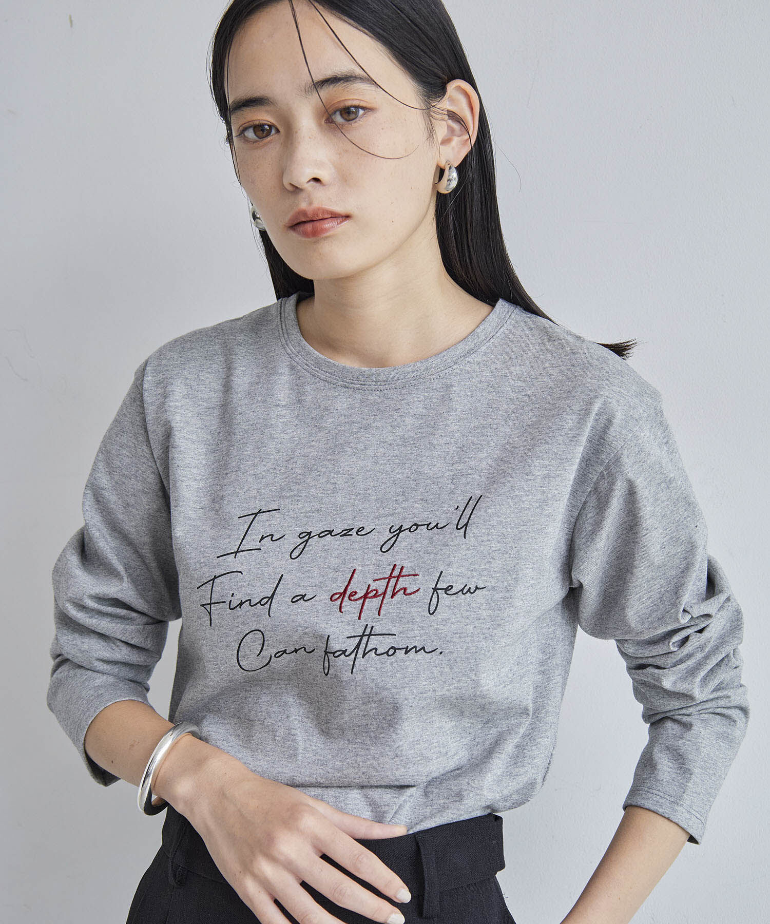 VIS「【洗える】配色ロゴロングTシャツ」|Tシャツ・カットソー|