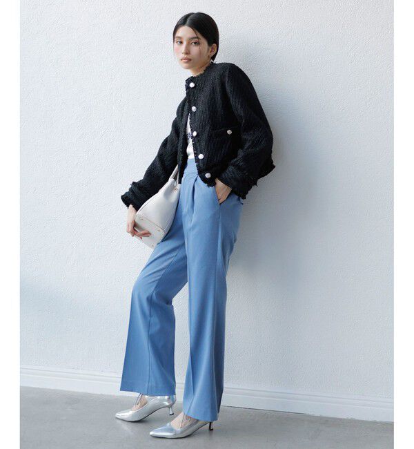 VIS「ツイードノーカラージャケット」|ノーカラージャケット|