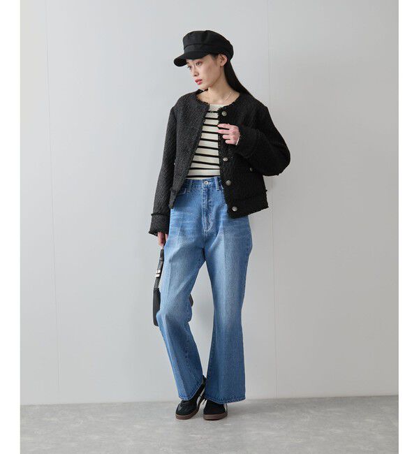 VIS「ツイードノーカラージャケット」|ノーカラージャケット|