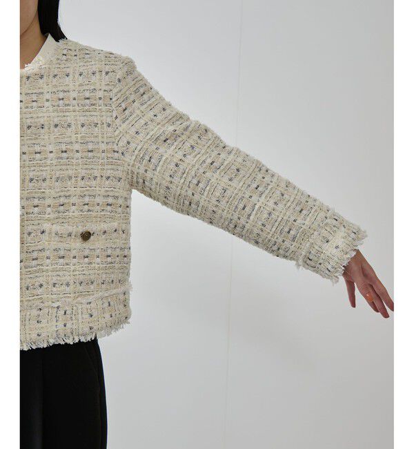 VIS「ツイードノーカラージャケット」|ノーカラージャケット|