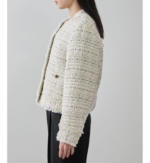 VIS「ツイードノーカラージャケット」|ノーカラージャケット|