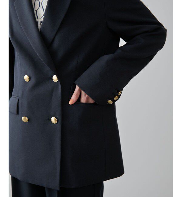 VIS「【美easy】コンフォートツイルWブレスト金ボタンテーラードジャケット【洗える/防シワ/UVケア】」|テーラードジャケット|