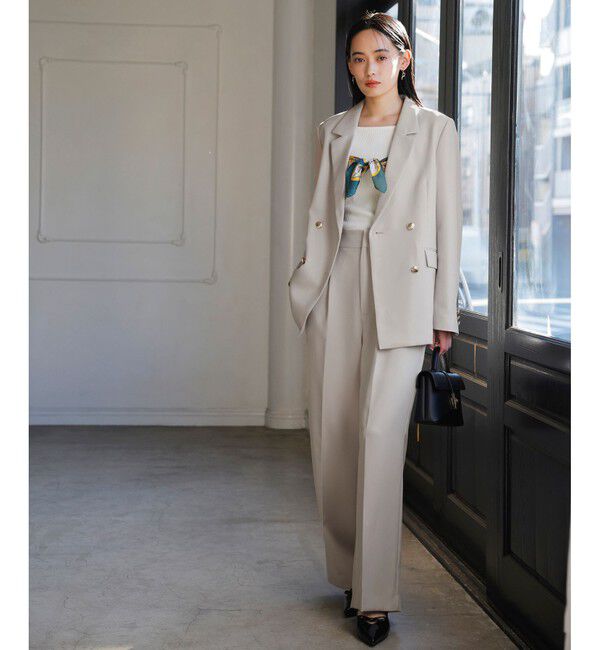 VIS「【美easy】コンフォートツイルWブレスト金ボタンテーラードジャケット【洗える/防シワ/UVケア】」|テーラードジャケット|