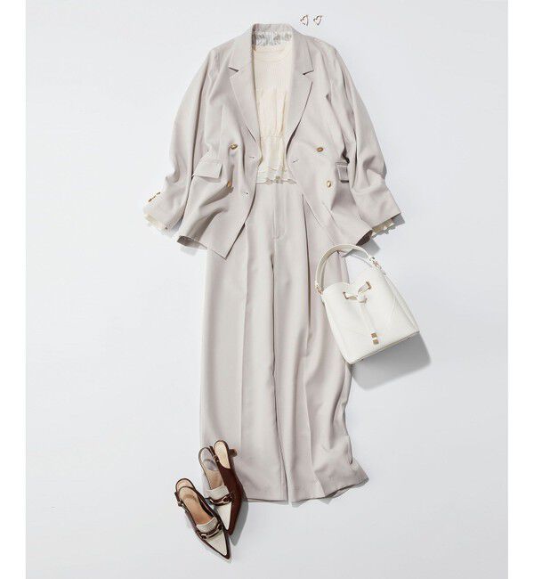 VIS「【美easy】コンフォートツイルWブレスト金ボタンテーラードジャケット【洗える/防シワ/UVケア】」|テーラードジャケット|