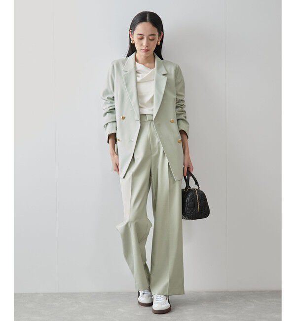 VIS「【美easy】コンフォートツイルWブレスト金ボタンテーラードジャケット【洗える/防シワ/UVケア】」|テーラードジャケット|