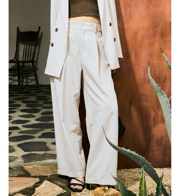 VIS「【美easy】ワンタックワイドスラックスパンツ【接触冷感/洗える】」|スラックス|