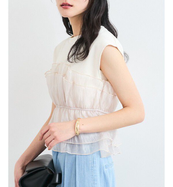 VIS「旬なレイヤードスタイルが叶う！ビスチェドッキングフレンチスリーブプルオーバー【洗える】」|Tシャツ・カットソー|キナリ系(17)