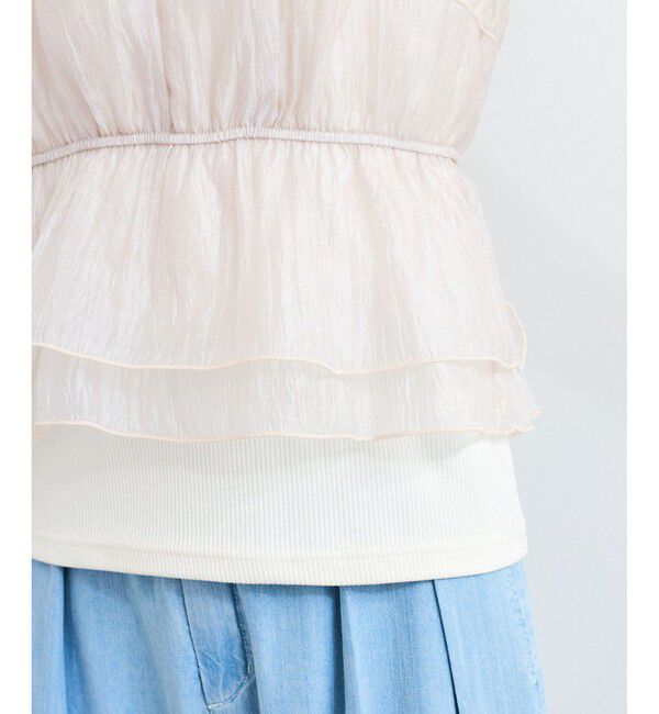 VIS「旬なレイヤードスタイルが叶う！ビスチェドッキングフレンチスリーブプルオーバー【洗える】」|Tシャツ・カットソー|