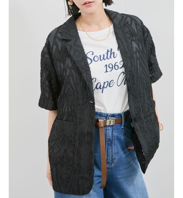 VIS「シアージャガードハーフスリーブサマージャケット」|テーラードジャケット|ブラック(01)