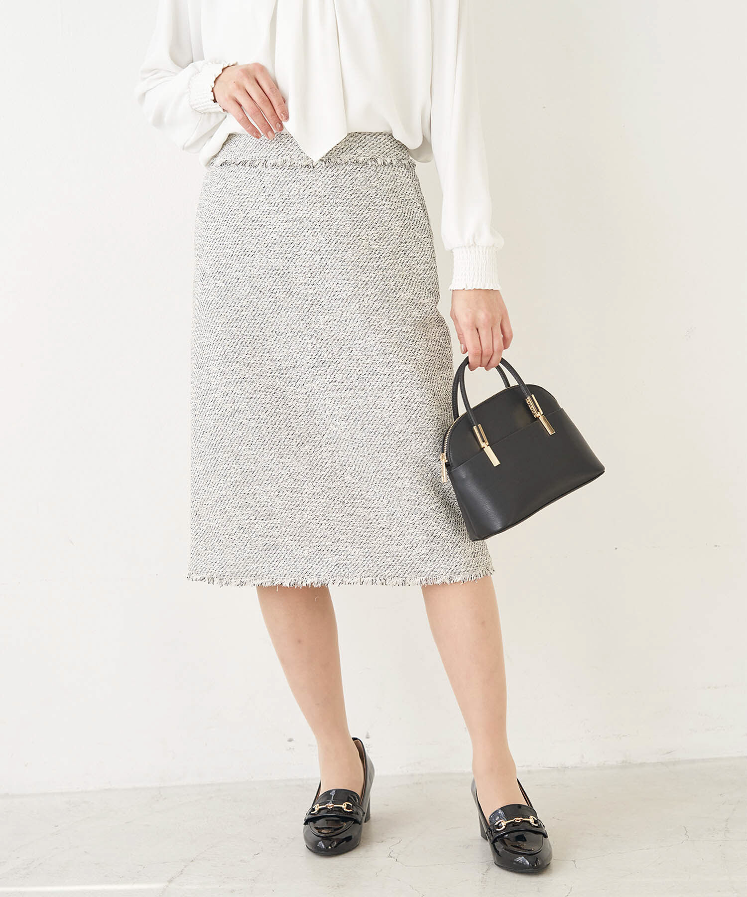Rope&rsquo;Picnic「【セットアップ対応】ファンシーツィードフリンジペンシルスカート」|スカート|ホワイト系(11)