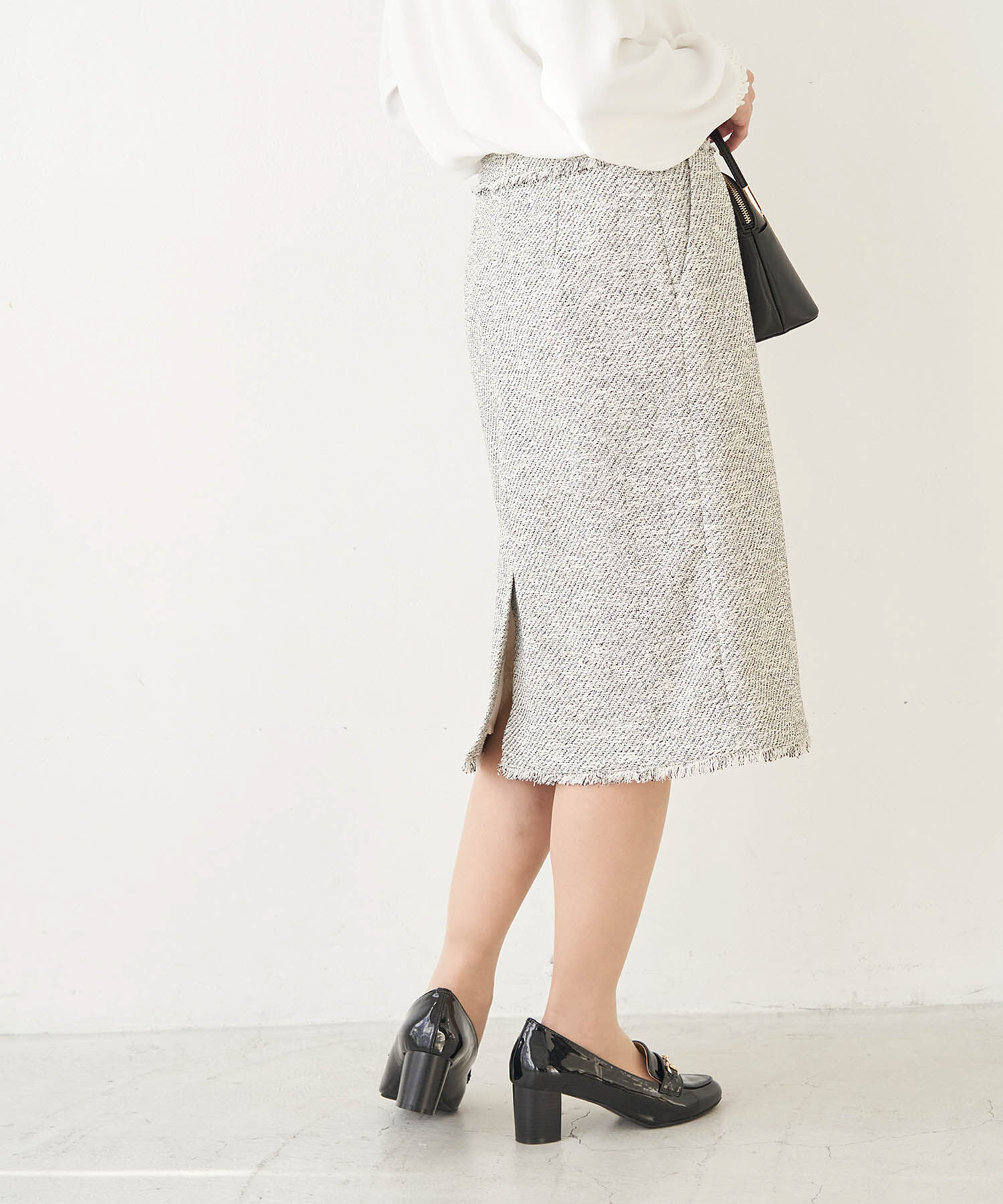 Rope&rsquo;Picnic「【セットアップ対応】ファンシーツィードフリンジペンシルスカート」|スカート|