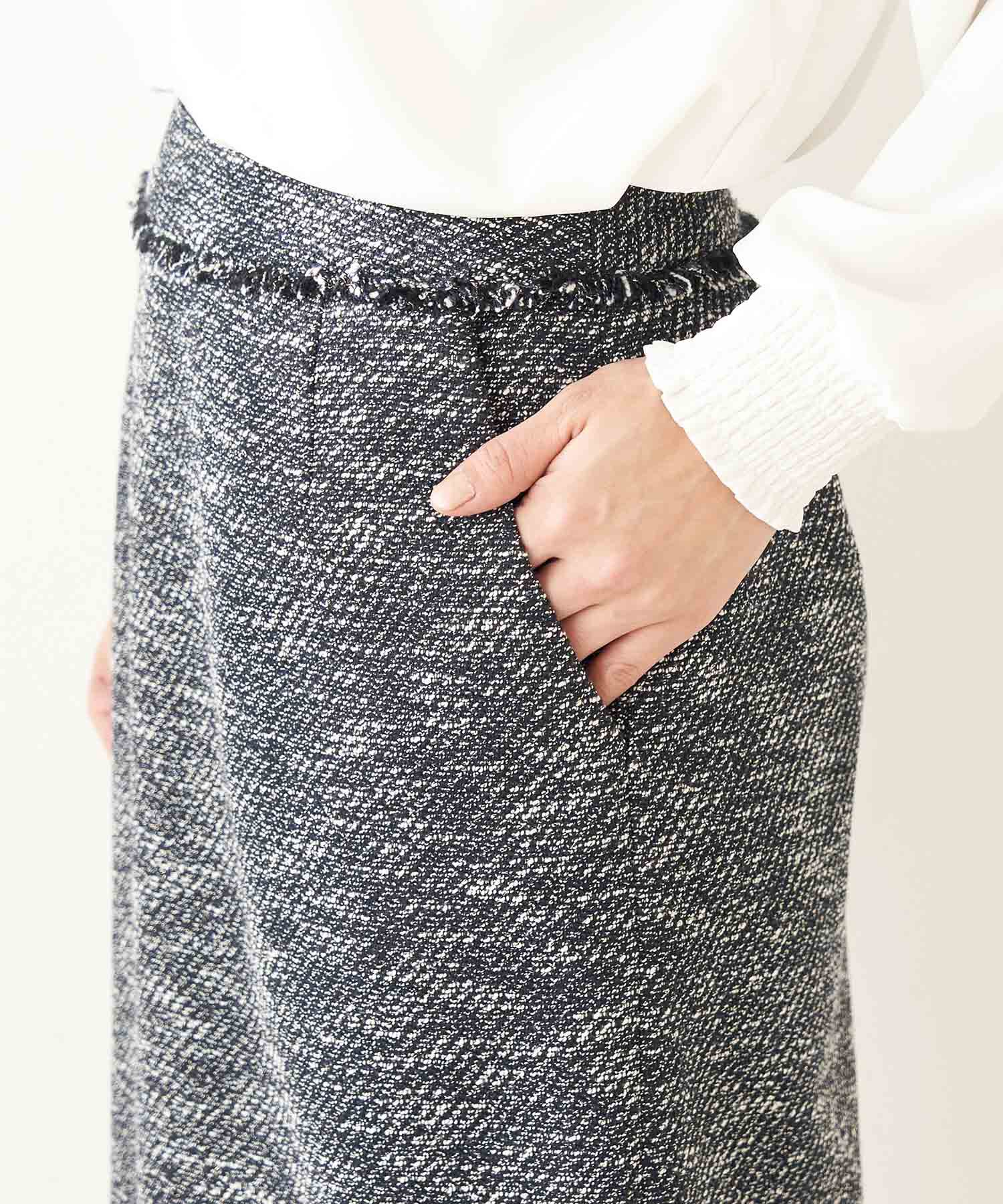 Rope&rsquo;Picnic「【セットアップ対応】ファンシーツィードフリンジペンシルスカート」|スカート|