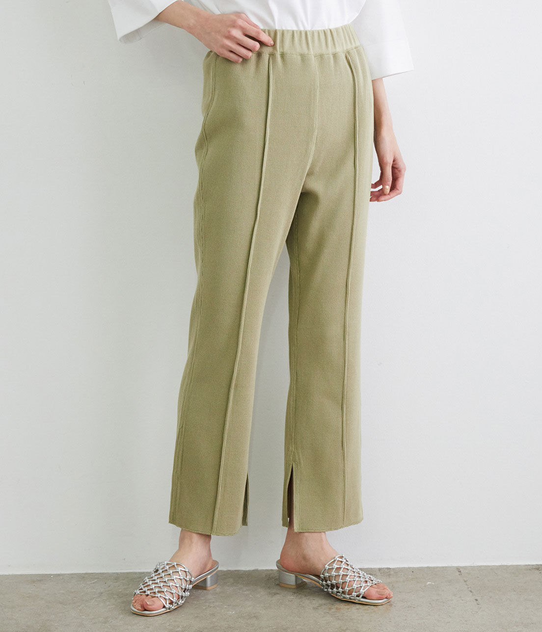 Rope&rsquo;Picnic「【セットアップ対応】サーマル裾スリットパンツ」|その他|キミドリ(34)