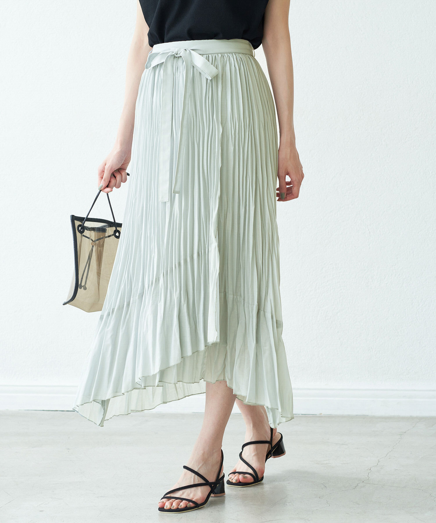 Rope&rsquo;Picnic「【撥水加工】シアープリーツスカート」|スカート|ライトグリーン(33)