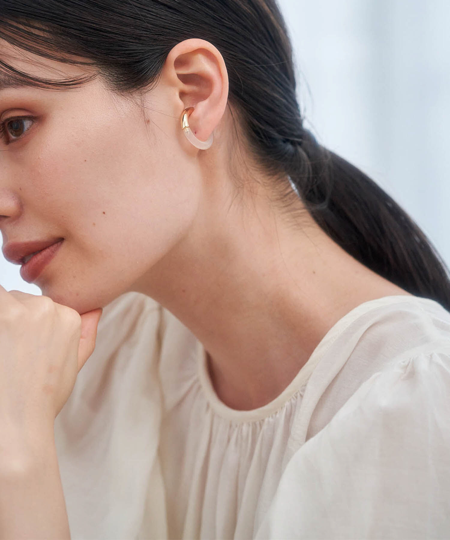 ROPE PICNIC PASSAGE「マーブルメタルコンビビッグイヤカフス」|イヤリング|