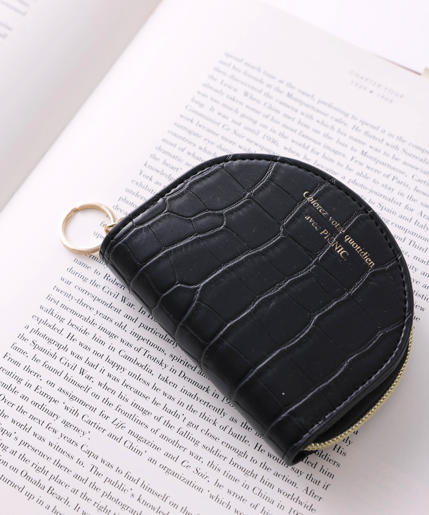 ROPE PICNIC PASSAGE「ミラー付クロコ型押しマルチケース」|その他|ブラック(01)