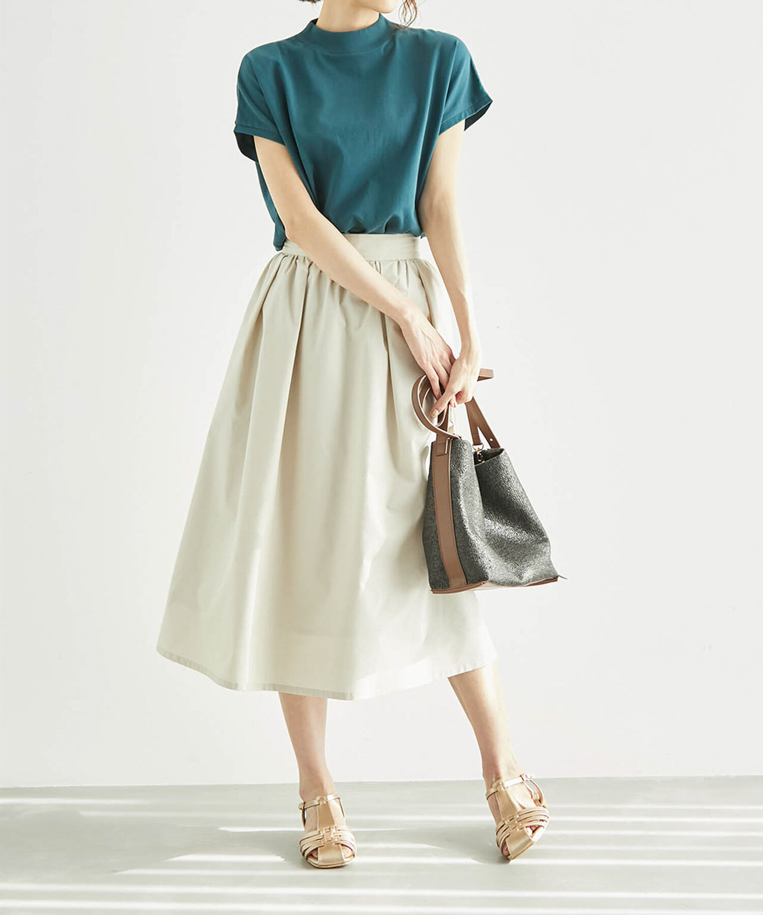 Rope&rsquo;Picnic「ラク美tee/TRUE COTTONモックネックフレンチスリーブトップス」|Tシャツ・カットソー|