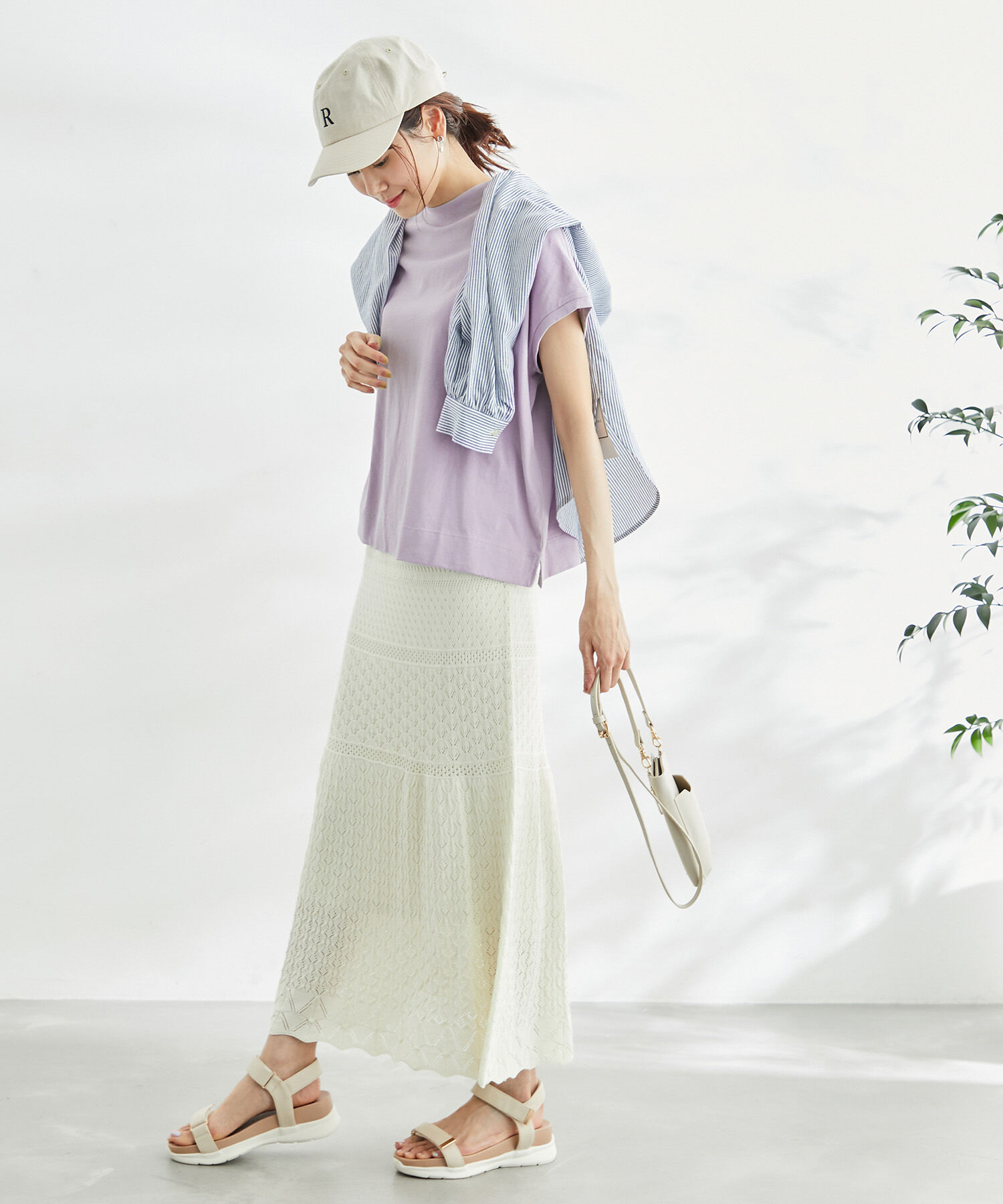 Rope&rsquo;Picnic「ラク美tee/TRUE COTTONモックネックフレンチスリーブトップス」|Tシャツ・カットソー|