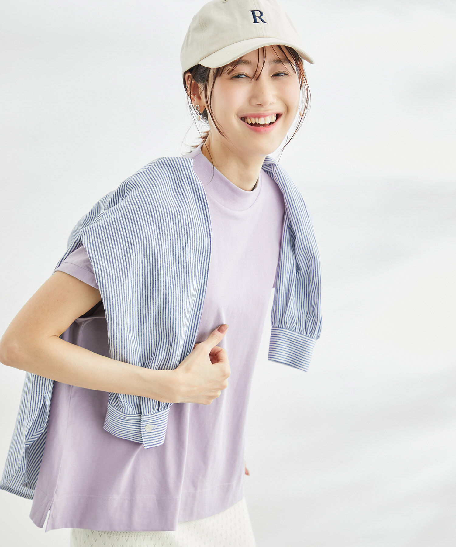 Rope&rsquo;Picnic「ラク美tee/TRUE COTTONモックネックフレンチスリーブトップス」|Tシャツ・カットソー|