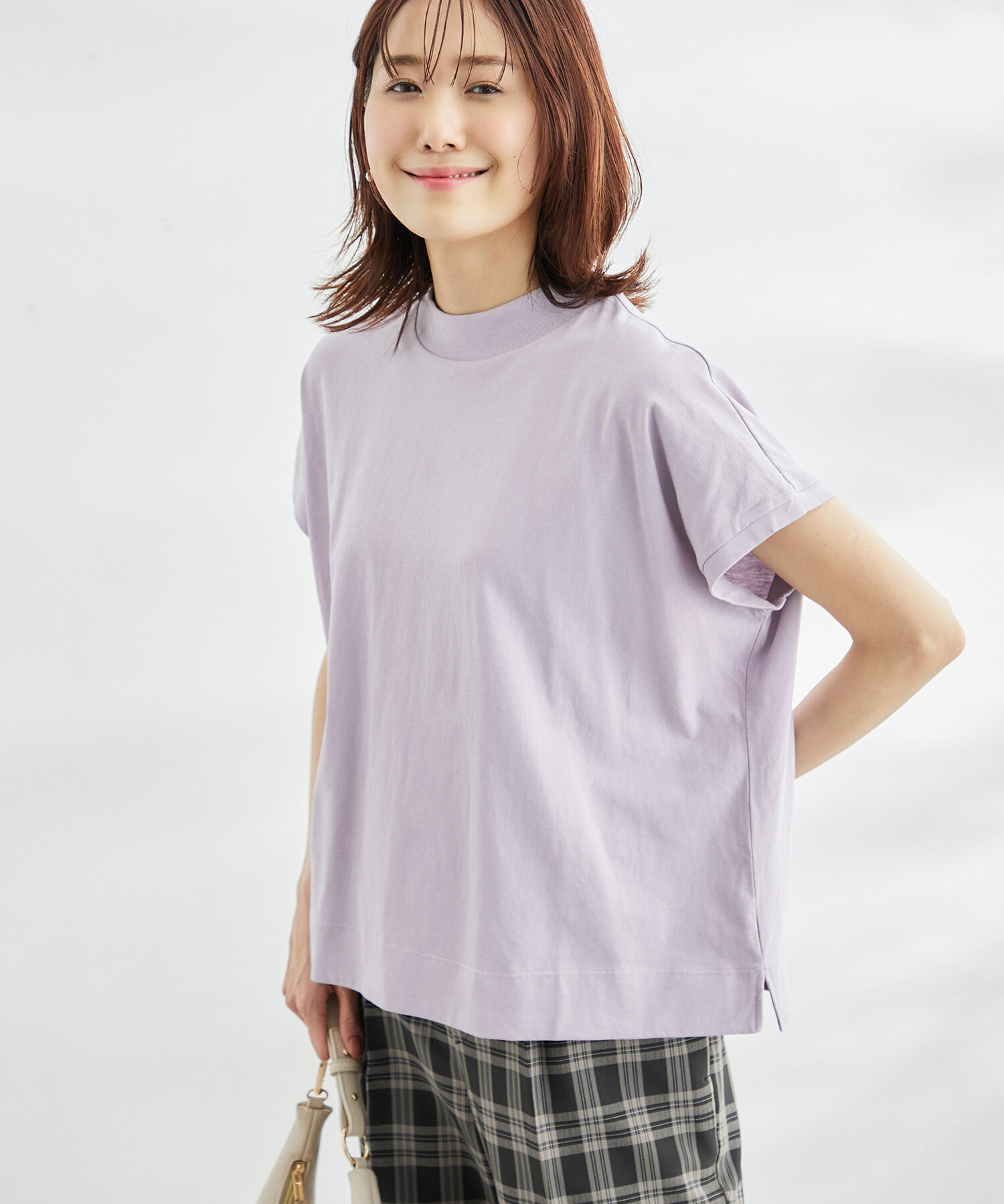 Rope&rsquo;Picnic「ラク美tee/TRUE COTTONモックネックフレンチスリーブトップス」|Tシャツ・カットソー|