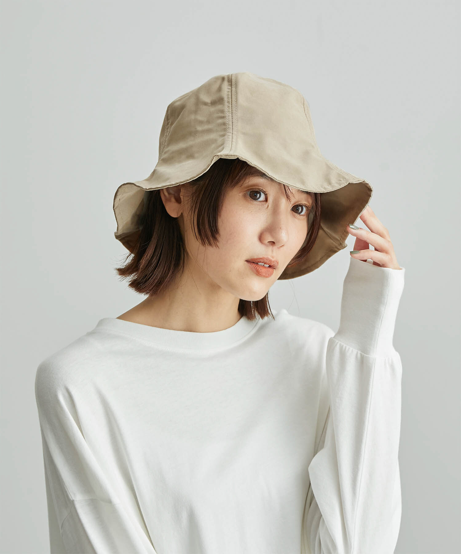 ROPE PICNIC PASSAGE「ウォッシャブルスエードタッチチューリップハット」|ハット|ベージュ系(28)