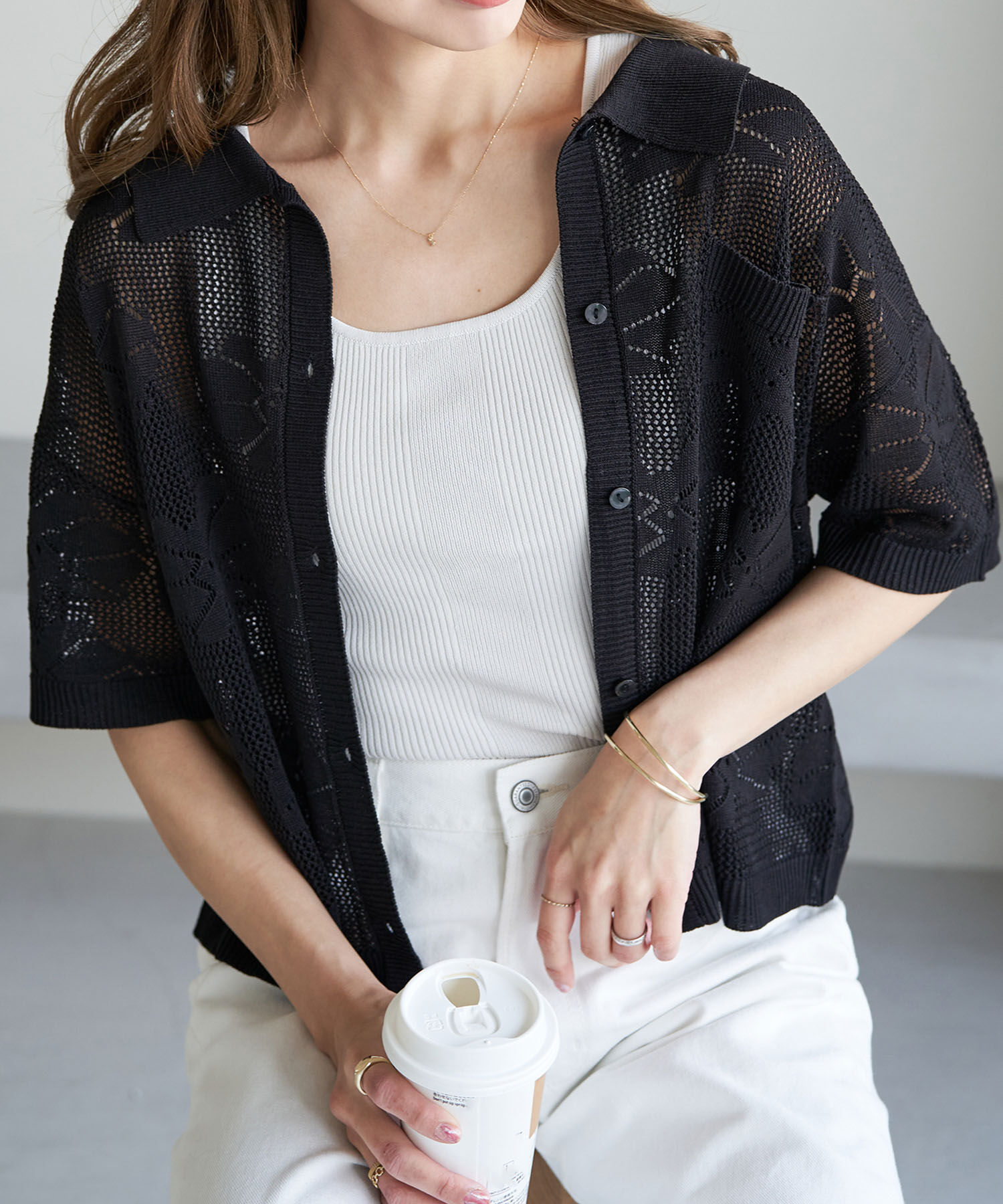 ROPE' PICNIC R「フラワーレースニットカーディガン」|カーディガン|