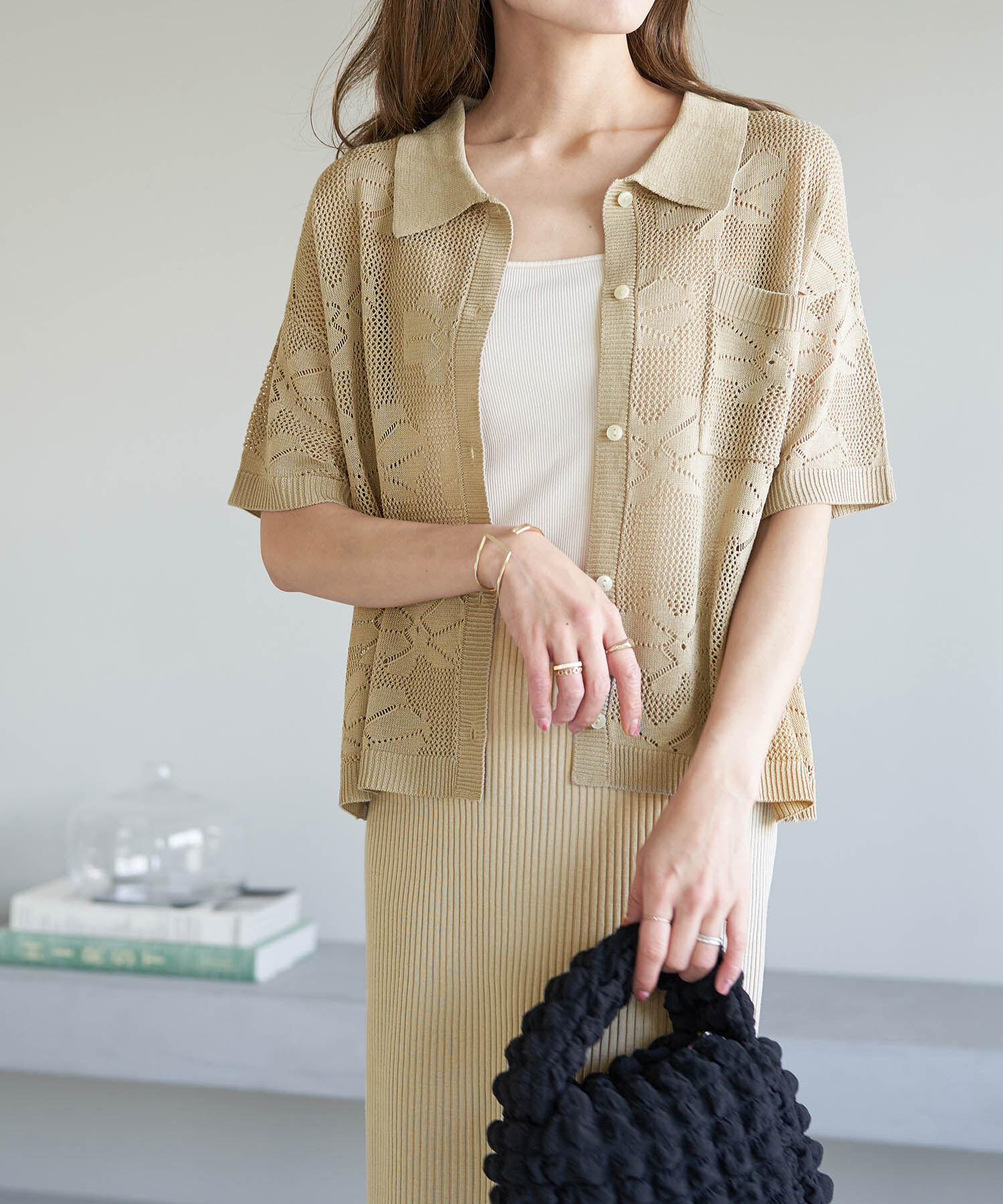 ROPE' PICNIC R「フラワーレースニットカーディガン」|カーディガン|