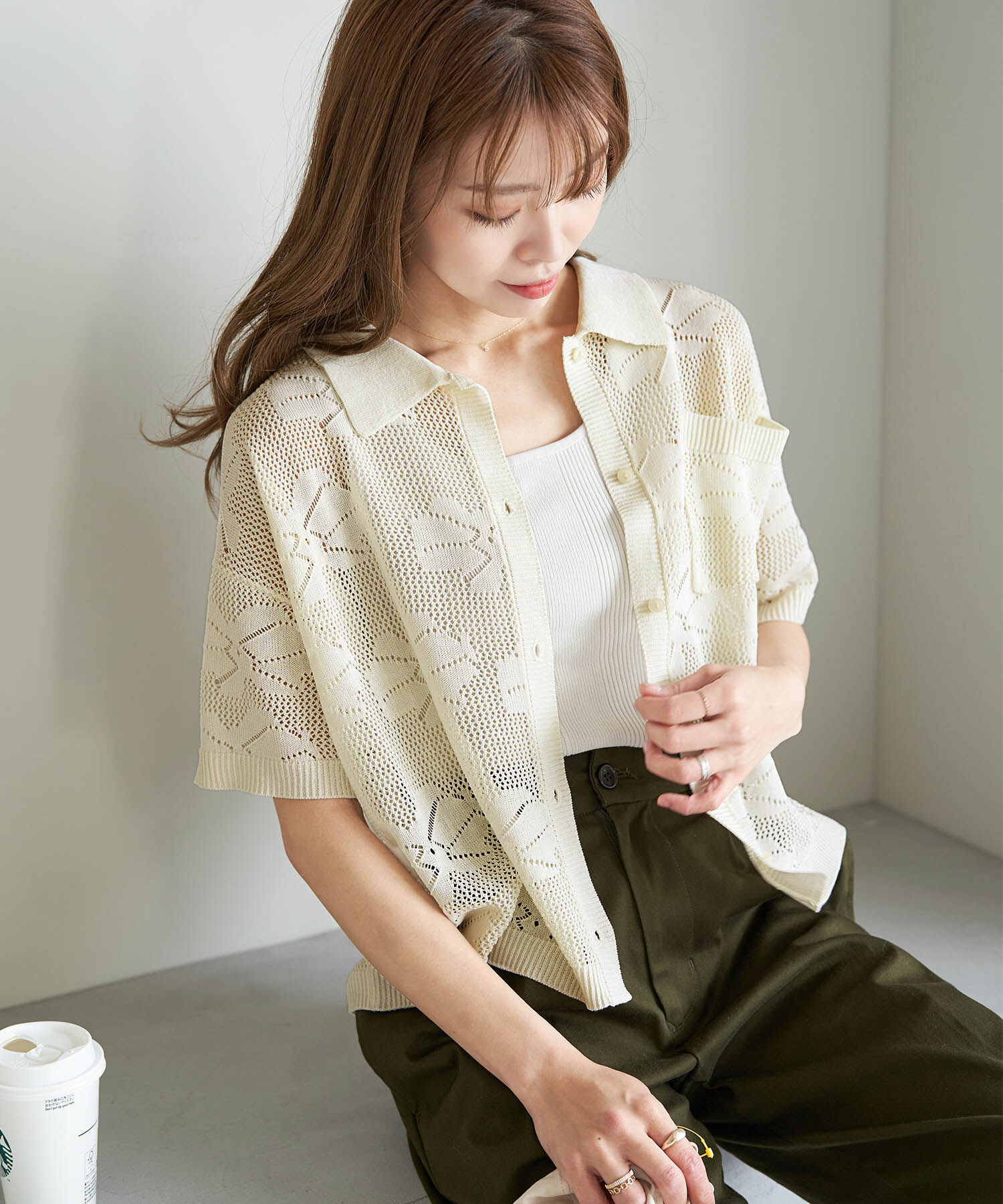 ROPE' PICNIC R「フラワーレースニットカーディガン」|カーディガン|