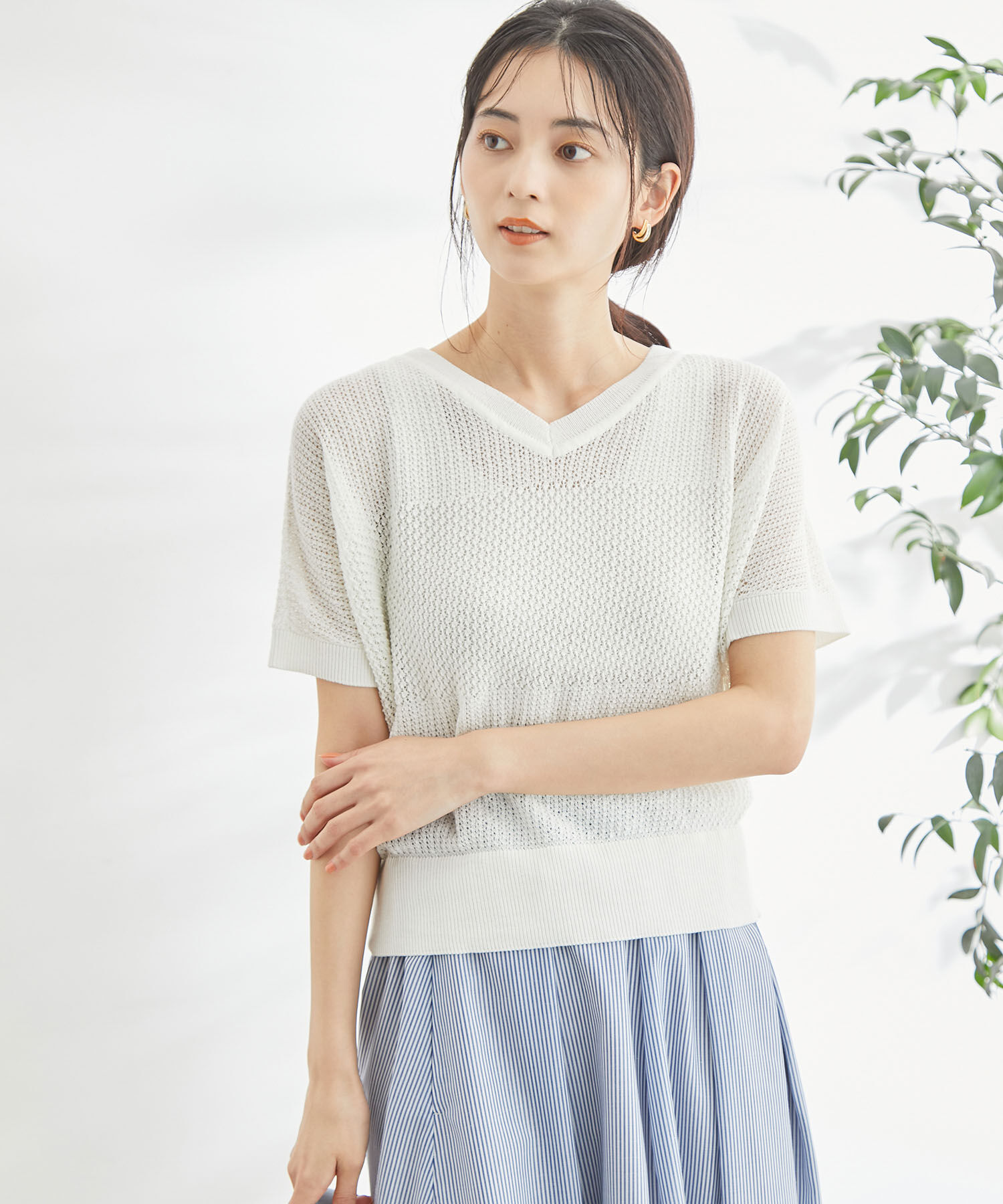 Rope&rsquo;Picnic「ERI SILK 透かしドルマンニットプルオーバー」|ニット・セーター|