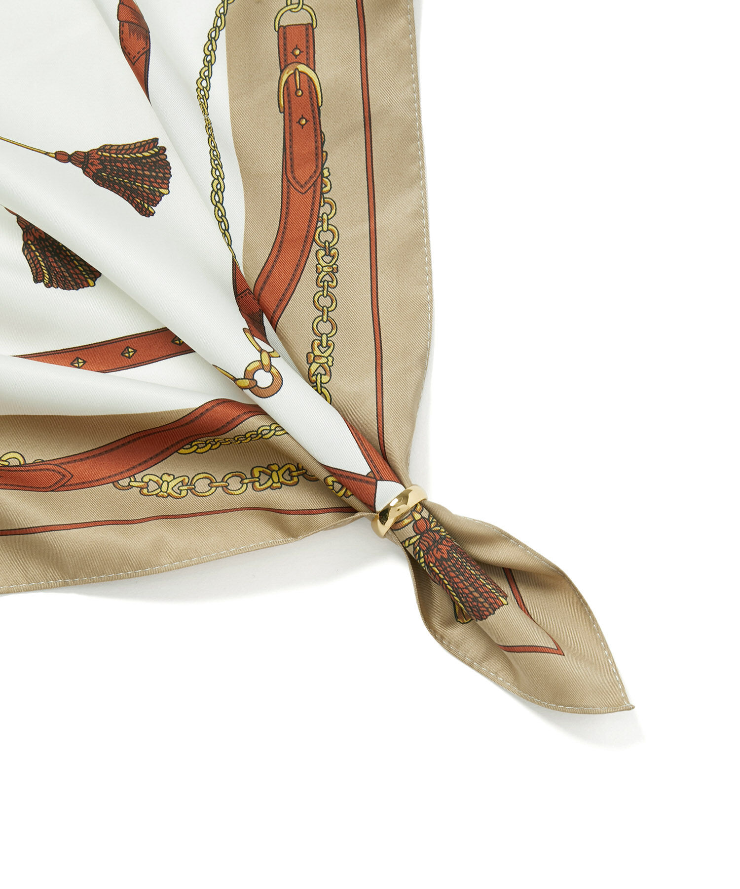 ROPE PICNIC PASSAGE「リング付きビンテージライクプリントスカーフ」|バンダナ・スカーフ|