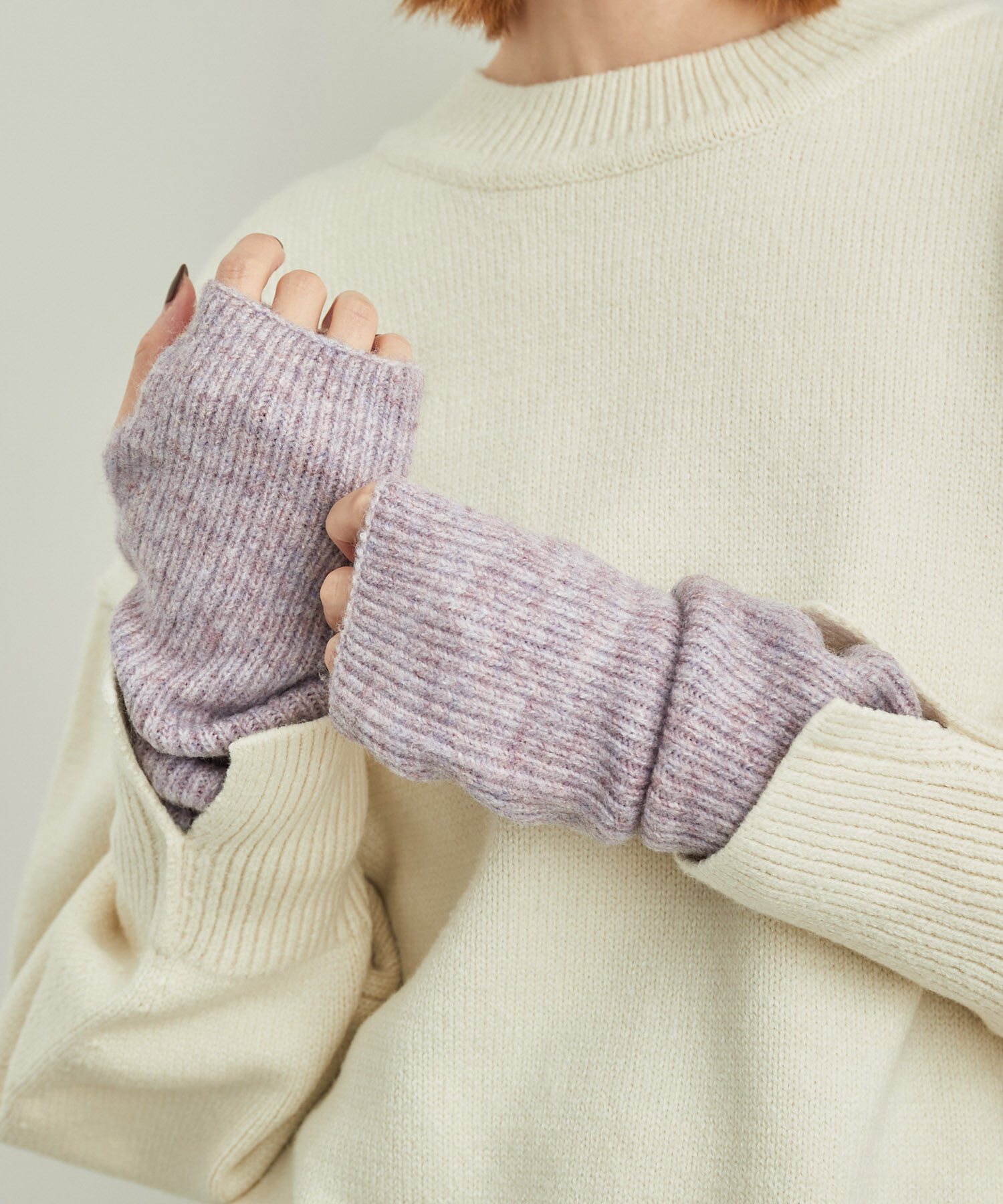 ROPE PICNIC PASSAGE「ウィンターカラーリサイクルヤーンニットロンググローブ」|手袋|ラベンダー(52)