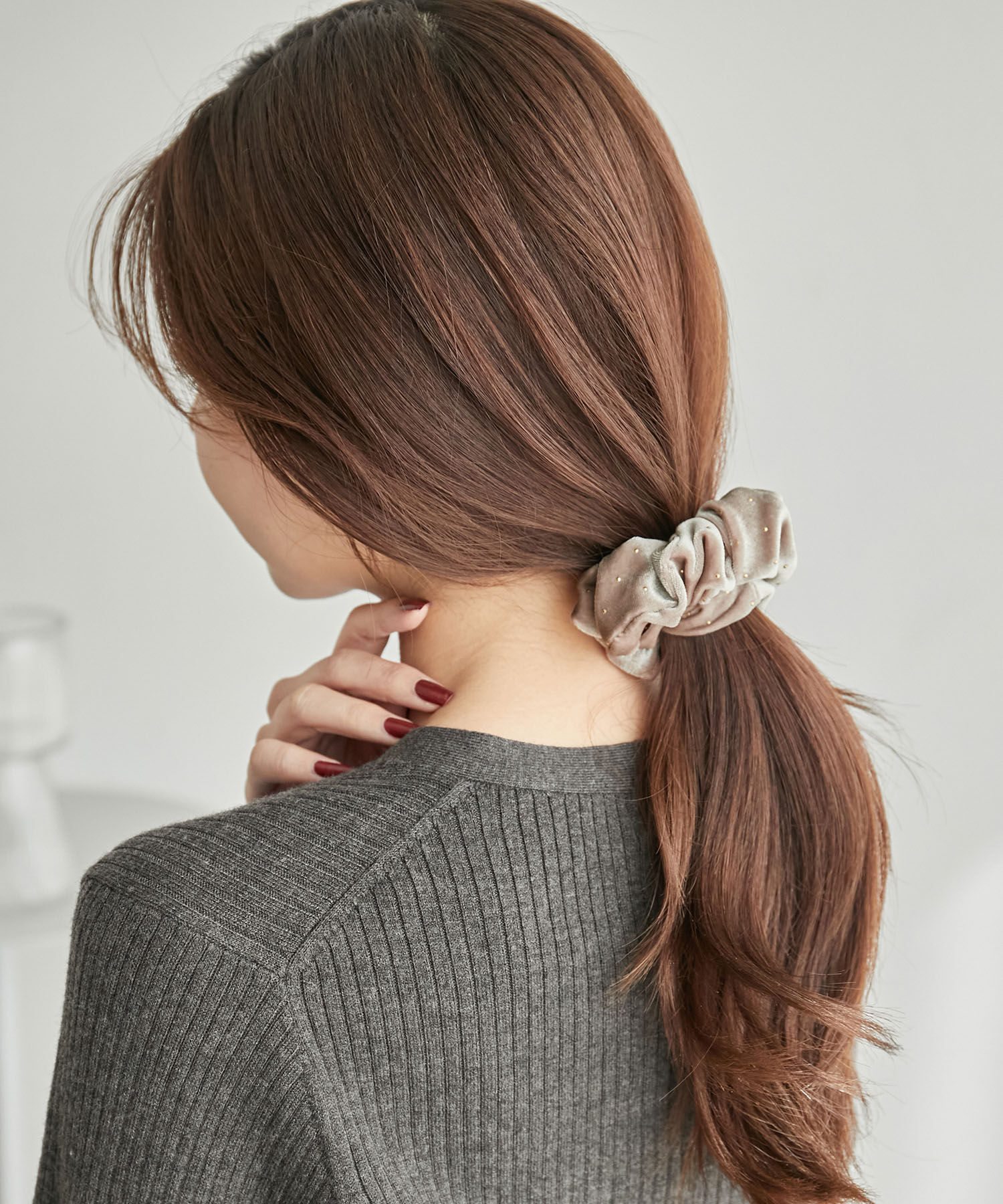 ROPE PICNIC PASSAGE「ミニスタッズベロアシュシュ」|ヘアゴム・シュシュ|ベージュ(27)